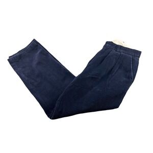 Christopher Dawes Pants Mens 35 X 32 Navy Blue Corduroy 4 Pleat Trousers England